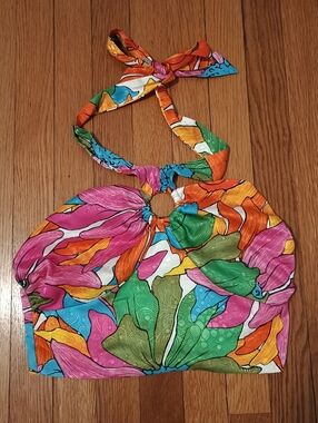 Colorful Tropical Print Halter Top